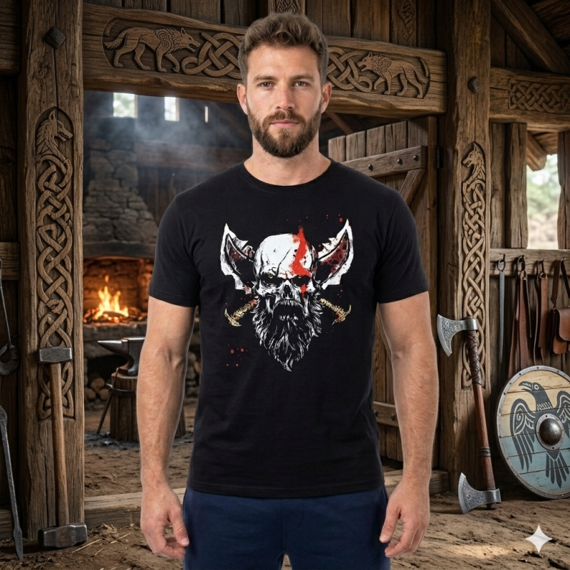 Camiseta Caveira Viking Nórdico
