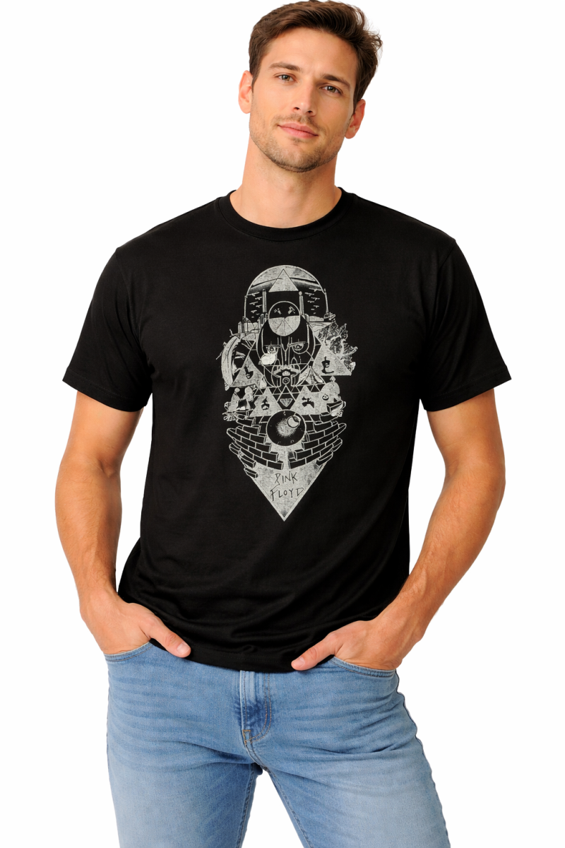 Camiseta Pink Floyd - Art Collage Psicodélica
