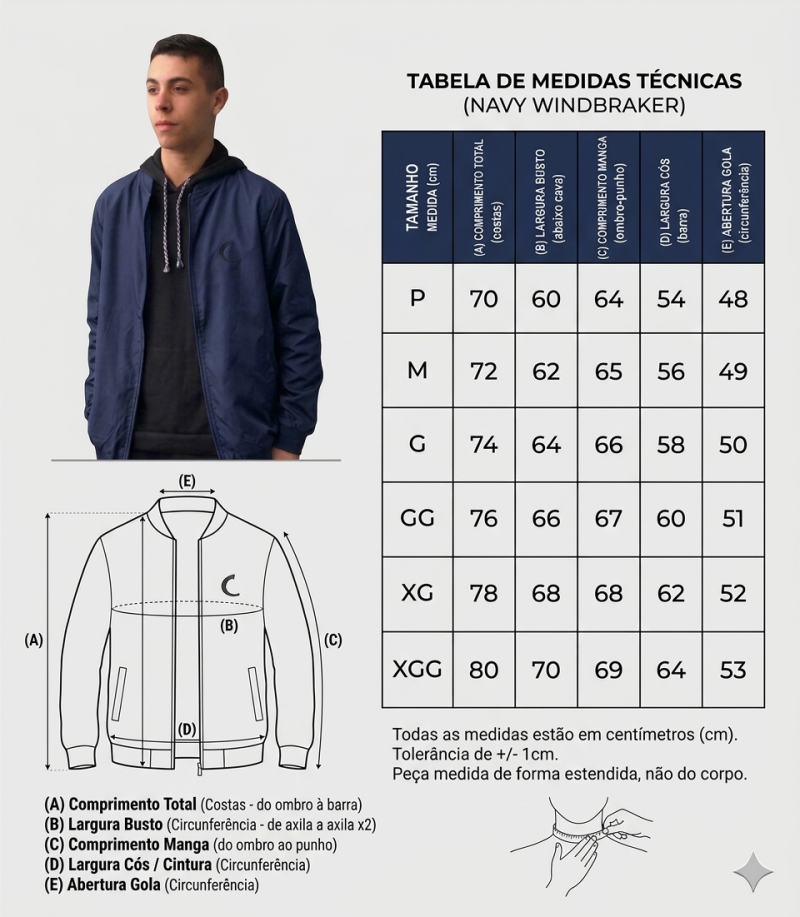 JAQUETA CORTA VENTO DE TACTEL IMPERMEÁVEL