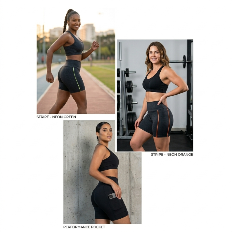 kit 3 Shorts Fitnes Feminino