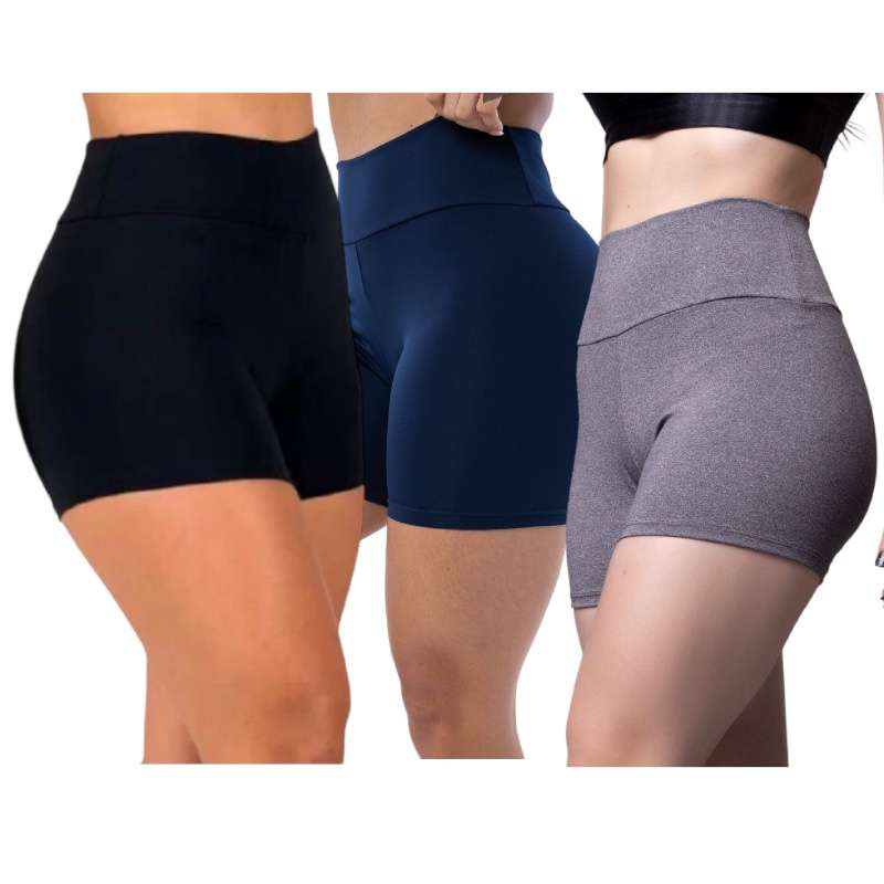 Kit 3 Shorts Fitness Feminino