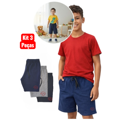 kit 3 e 5 Bermuda infantil e Juvenil