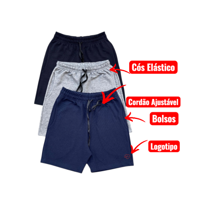 Kit com 3 Bermudas - Infantil e Juvenil